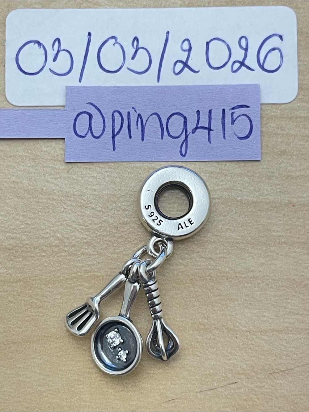 Pandora Spatula, Frying Pan & Whisk Dangle Charm - Picture 5 of 12